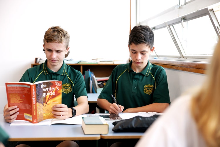 Students reading books