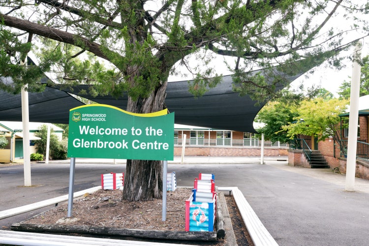 Entry sign under a tree of the Glenbrook Centre.